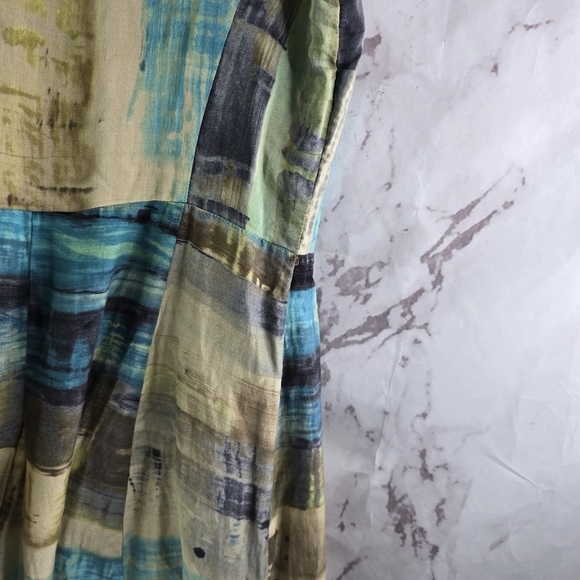 Nic + Zoe Dress Womens Small 4 Blue Green Tank Blouson Abstract Summer Mini - Picture 6 of 12